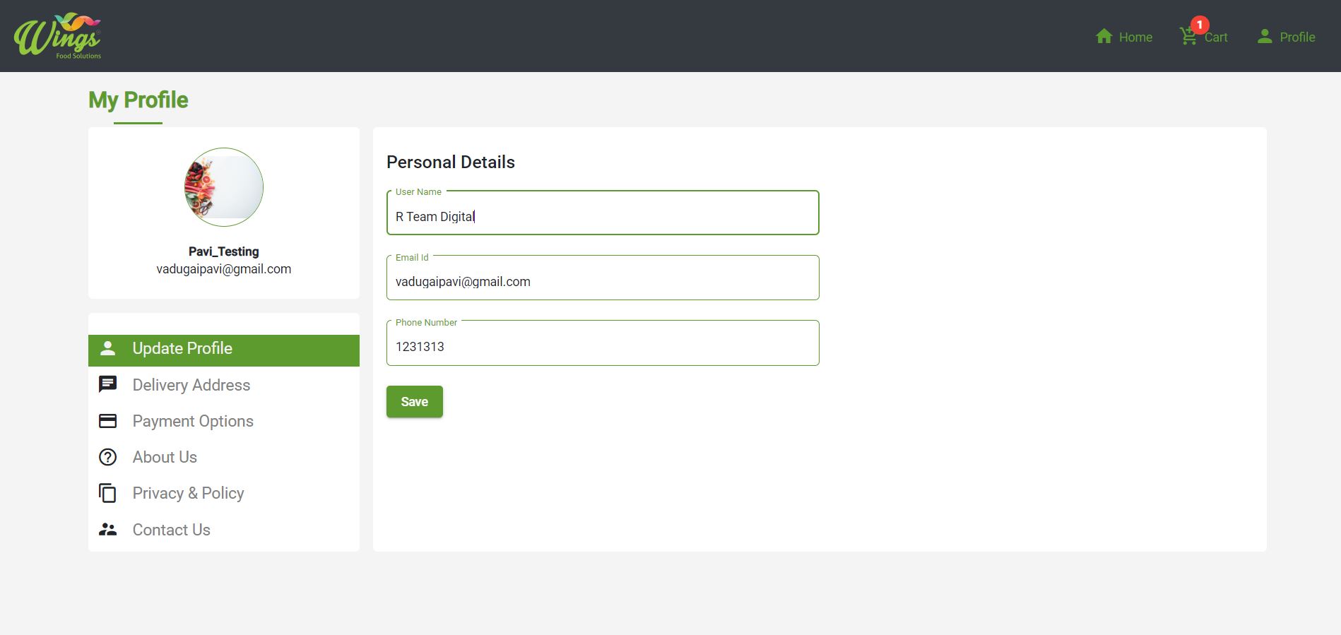 Wings Food Ordering Software